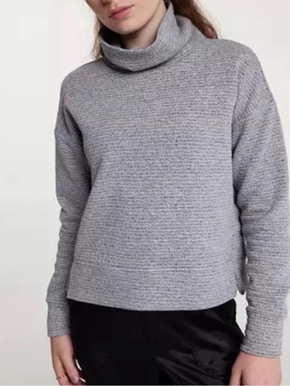 Calia Lunar Jacquard Gray Funnel Neck Pullover Sweatshirt Sz S